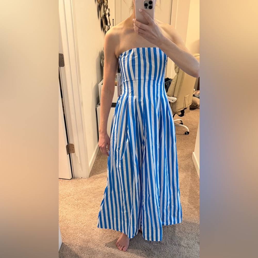Aqua Vibrant Blue and White Dress